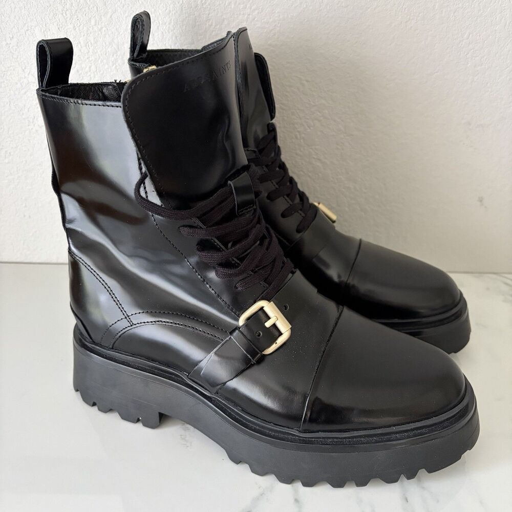 AllSaints Women's Tori Boots Size 9 Black / Gold
